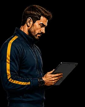 Coach reviewing match stats